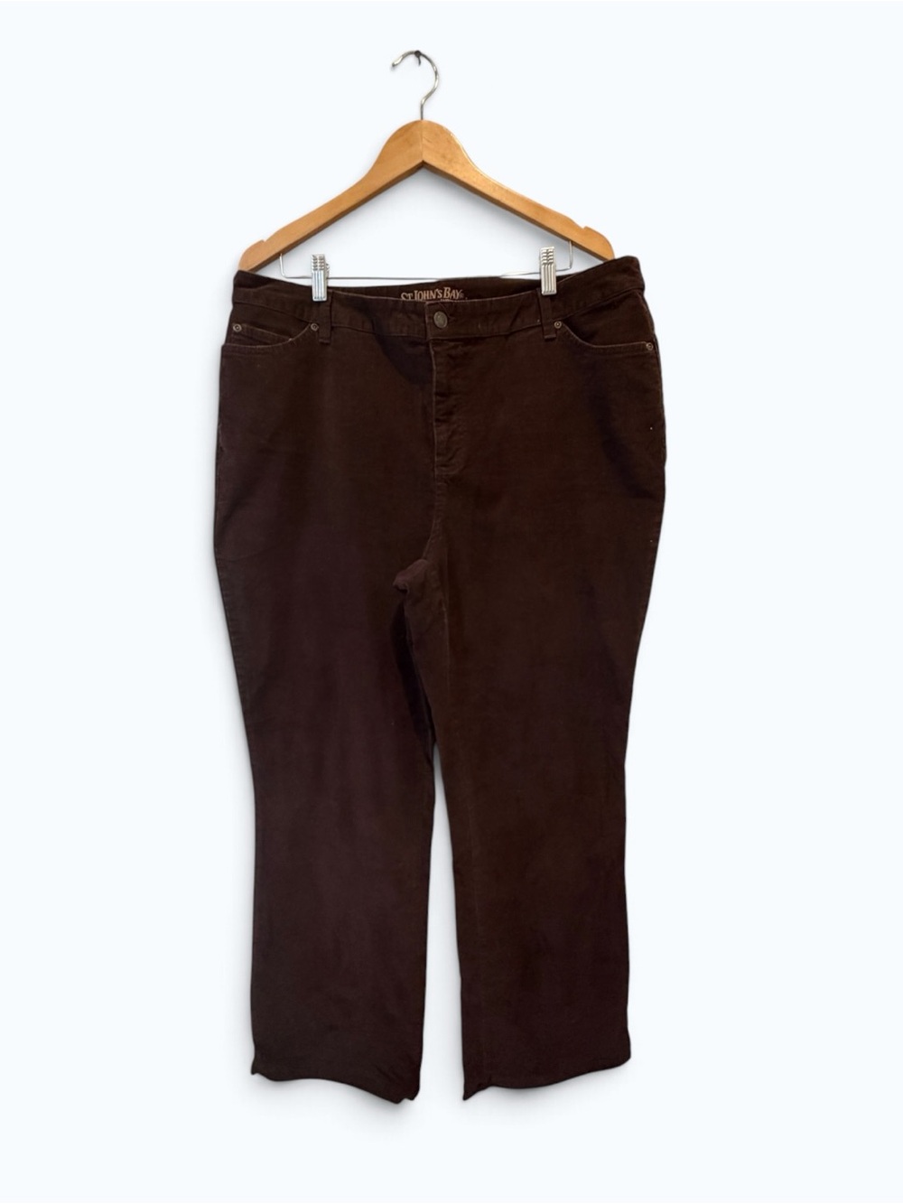St. John's Bay Women's Brown Corduroy Boot Cut Pants, Size 18W, MSRP $54
